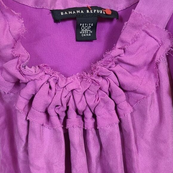 Banana Republic Petite 00P Tie Neck SILK Purple Party Dress Sleeveless Shift - Picture 10 of 10